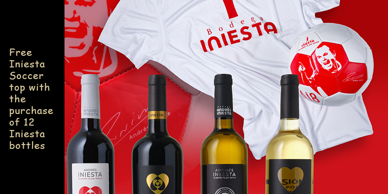 Free Iniesta Soccer top with the purchase of 12 Iniesta bottles